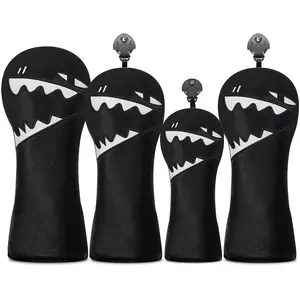 Shark Fun Design Golf Club Cover, Suitable for Male & Female Outdoor Enthusiasts, Fairway Wood Hybrid Club Head Covers, 1pc/3pcs Set