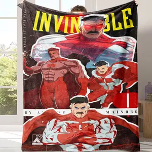 Viral Omni-Man Invincible Flannnel Blanket | Iconic Red Suit Omni-Man Print, Cozy Warm Throw Blanket, Ideal Birthday/Christmas Gift for Invincible Fans, Soft Flannel Blanket for Sofa & Bed All-Season Fuzzy Throw