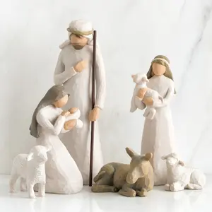 Willow Tree Decor Home Christmas Gift Hand-Painted Nativity Figures, 6-Pieces