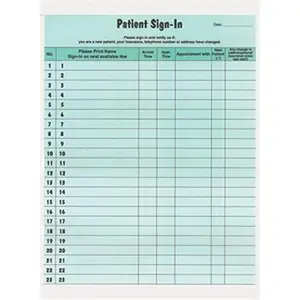 Tabbies  Patient Sign-In Label Form, Green