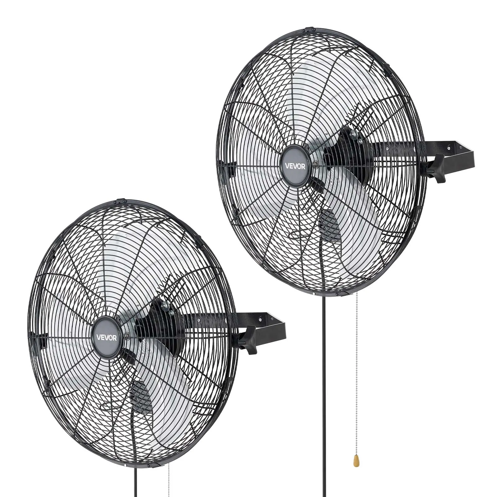 【Summerfinds】VEVOR 2-Pack 18 in Industrial Wall Mount Fan, 3-Speed, Long Airflow Distance, Adjustable Rotation Angle, Mechanical Control for Commercial Garage, Workshop, Industrial Wall Fan