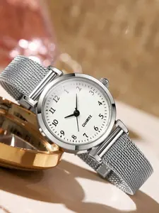 Women's Mother's Day Gift Watch, Silver Color Milanese Strap, Analog Quartz Movement, Waterproof, Casual Style, All Seasons