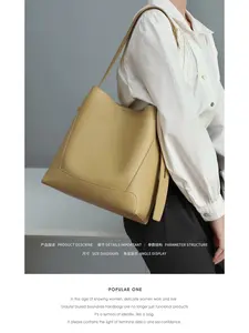 New European and American style women's bag, large capacity bucket bag, genuine leather women's shoulder bag, versatile cowhide.