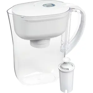 Water Filter Pitcher for Tap and Drinking Water with 1 Standard Filter, Lasts 2 Months, 6-Cup Capacity, BPA Free, White