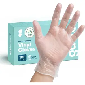 Disposable Vinyl Gloves - Clear, Latex-Free, ,  - Safe for  Handling, Cooking & Cleaning
