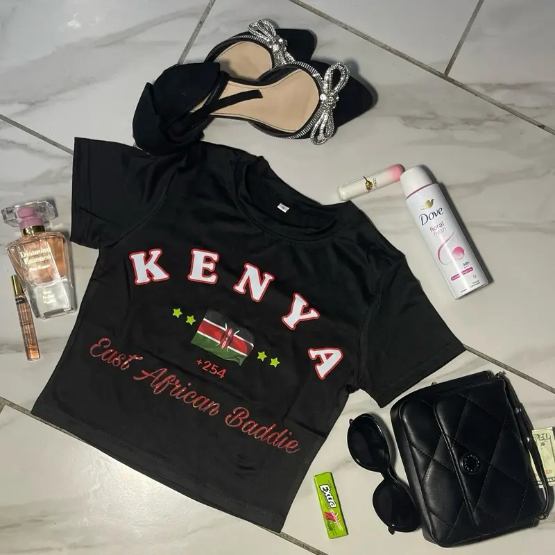 KENYA BADDIE BABE CROP TOP +254 - BLACK WOMEN'S TOP