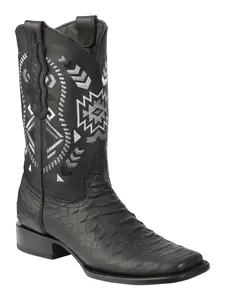 El General Mens Python Print Rodeo Boots - Black