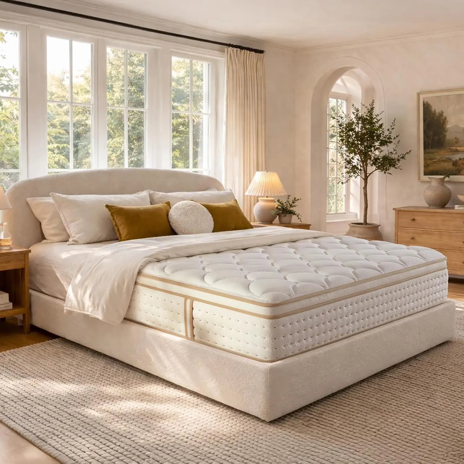 Queen Mattress 12 Inch Hybrid Mattress in a Box with Memory Foam and Pocket Springs for Pressure Relief, Medium Firm Queen Size Mattress, Motion Isolation,CertiPUR-US