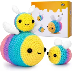 Crochet Kit for Beginners, Beginner Crochet Starter Kit with Step-by-Step Video Tutorials, Beginner Crochet Kit for Adults , Knitting Kit for Beginners,  Family (Yellow)