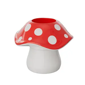 Cute Mushroom Storage Box with Polka Dot Lid and Base, Multifunctional Desktop Organizer, Open and Closed Compartments