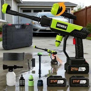 SEEVOLX No Cord Pressure Washer 21V 600PSI Portable Electric Power Washer with 2 x Batteries for Driveway Siding Outdoor Furniture
