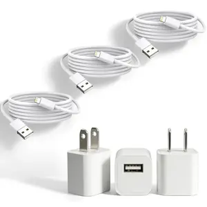 USB Charging Head USB a to Lightning Data Cable Fast Charge & Transfer Compatible with iPhone 14/13/12/11 Pro Max XR XS X 8 7 6 Plus Se Anti-Knotting