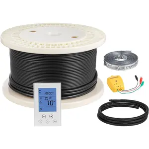 VEVOR 200 sqft Underfloor Heating Cable Kit, 240V Electric Radiant Heated Floor System, with Smart Control Thermostat & Alarm, Easy Installation for Tile, Stone, Vinyl, Home Improvement