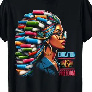 Made in the USA U.S.A., 180 grams of education is free, black teacher books, black history month t-shirt