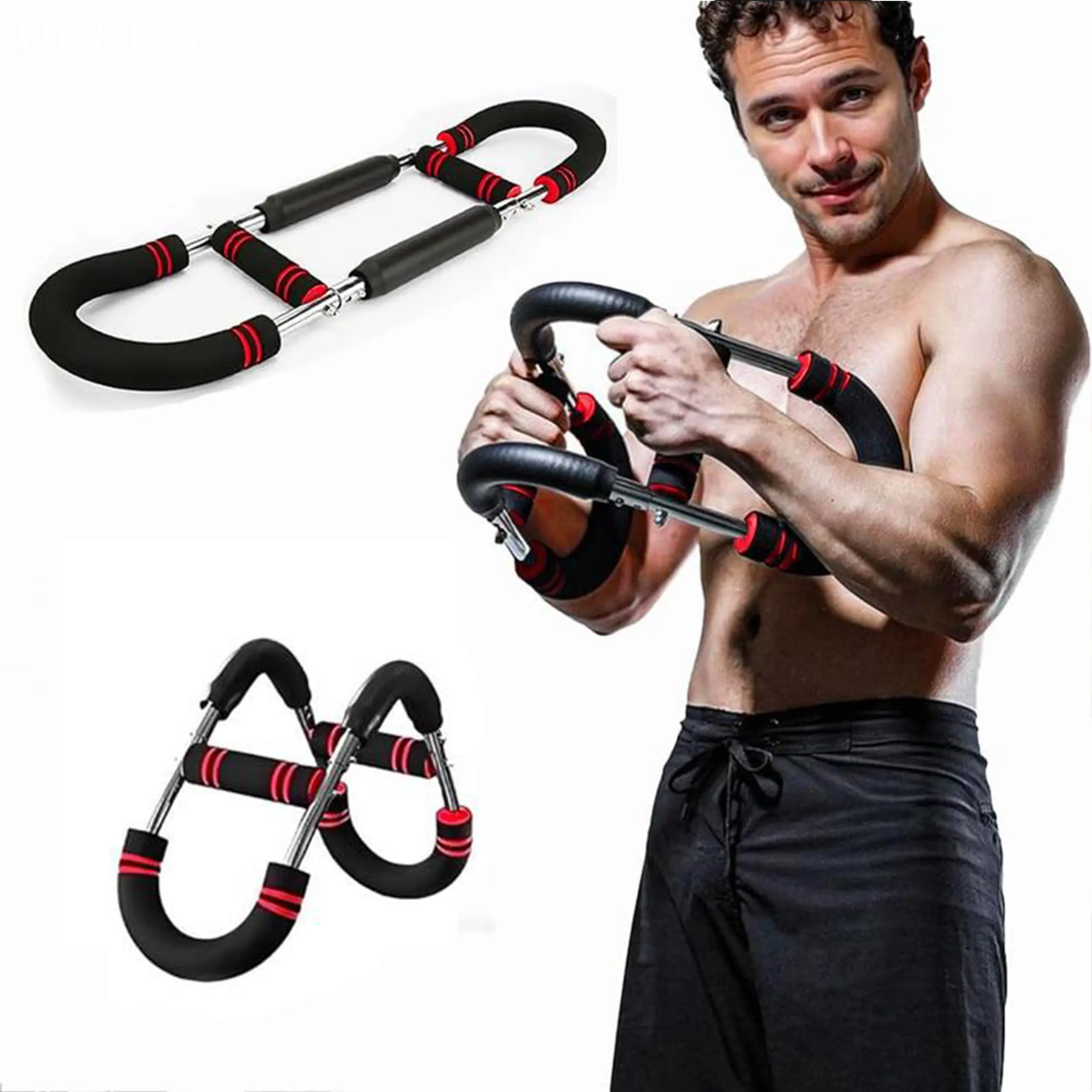 Adjustable Arm & Chest Trainer 60-130lb - Detachable Heavy-Duty Spring Resistance, Portable Home Gym Equipment for Men,Home, Office, Travel, All Fitness Levels,Avoid Cheap Knockoffs,Certified Safe,Father's Day Special Sports Training Straps
