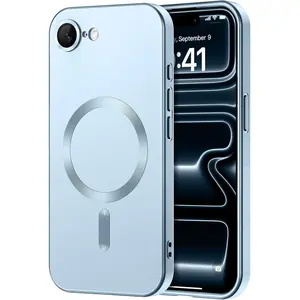 Magnetic for iPhone 7 8 SE2 SE3 7Plus 8Plus 16E SE4 Case [Compatible with Magsafe] [Full Camera Protection] Cute Slim Protective Shockproof Bumper Soft Silicone Matte Metallic Lustre Phone Case Cover Accessories
