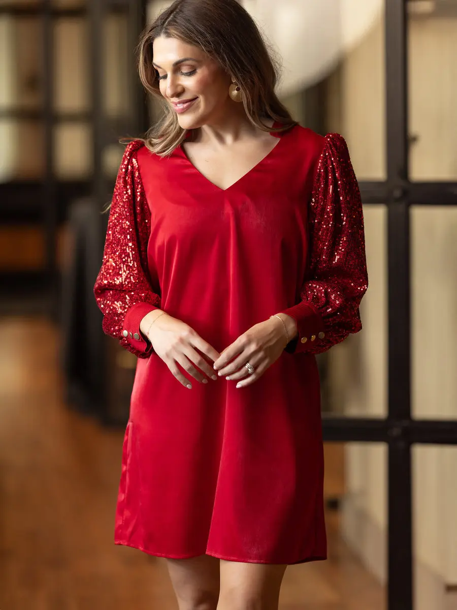 Jordan Dress- Red Sequin-Michelle McDowell