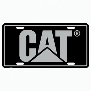 Caterpillar CAT Silver & Black Novelty License Plate Equipment Bulldozer Dozer Engines Car Tag Front Truck Accessories