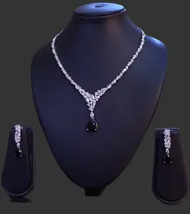 Modern CZ Cluster Y-Necklace Set