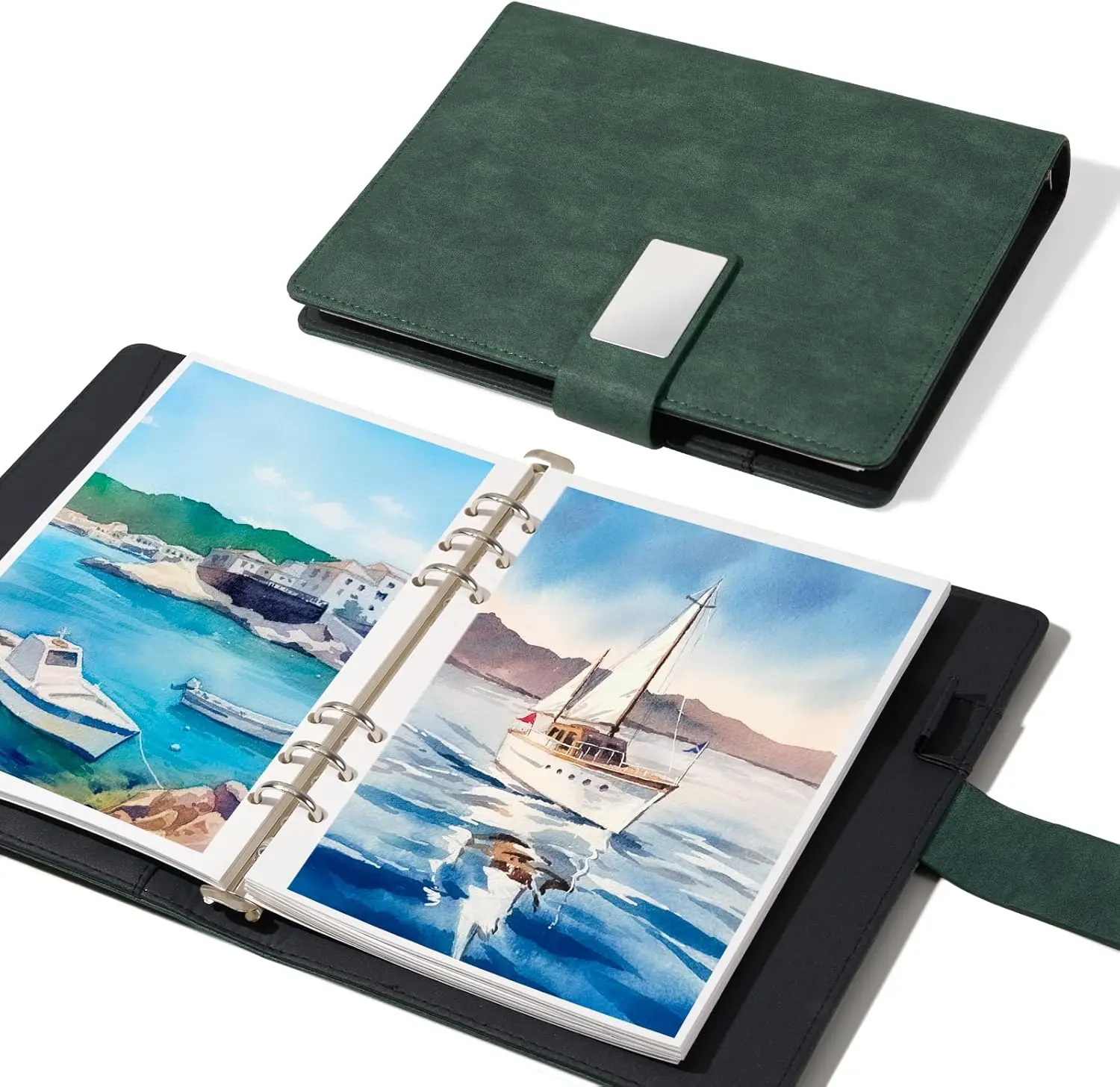 Watercolor Sketchbook, Cotton Acid Free Watercolor Journal,300gsm/140lb Hot Press Watercolor Paper for Artists,Adults,Students,20 Sheets,9.25 * 6.3 Inches(Leather Green)