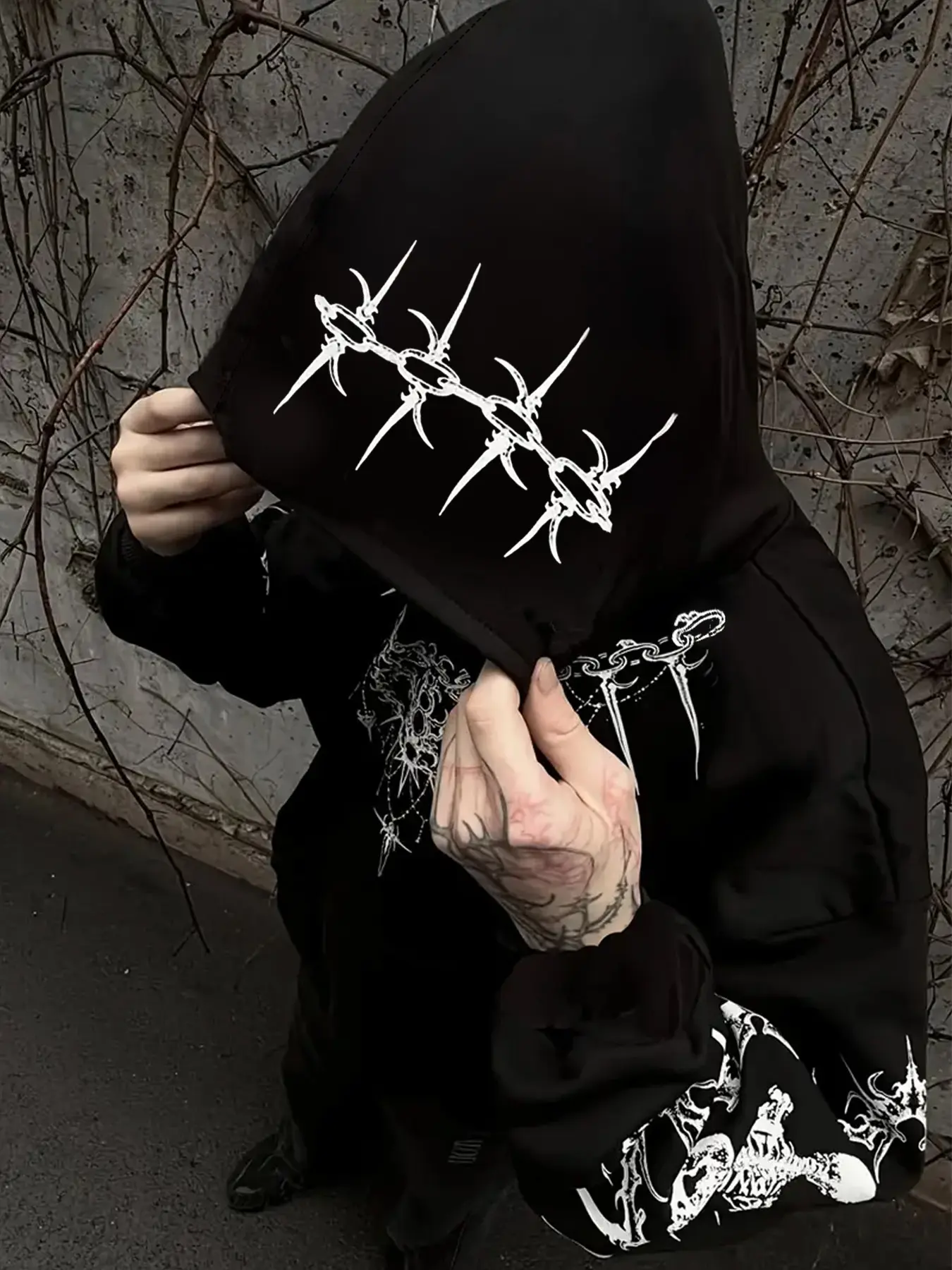Men's Gothic Skull Hoodie, Streetwear Street Style Drawstring Pullover with Front Pocket, Comfortable Casual Soft Fall & Winter Sweatshirt Gift