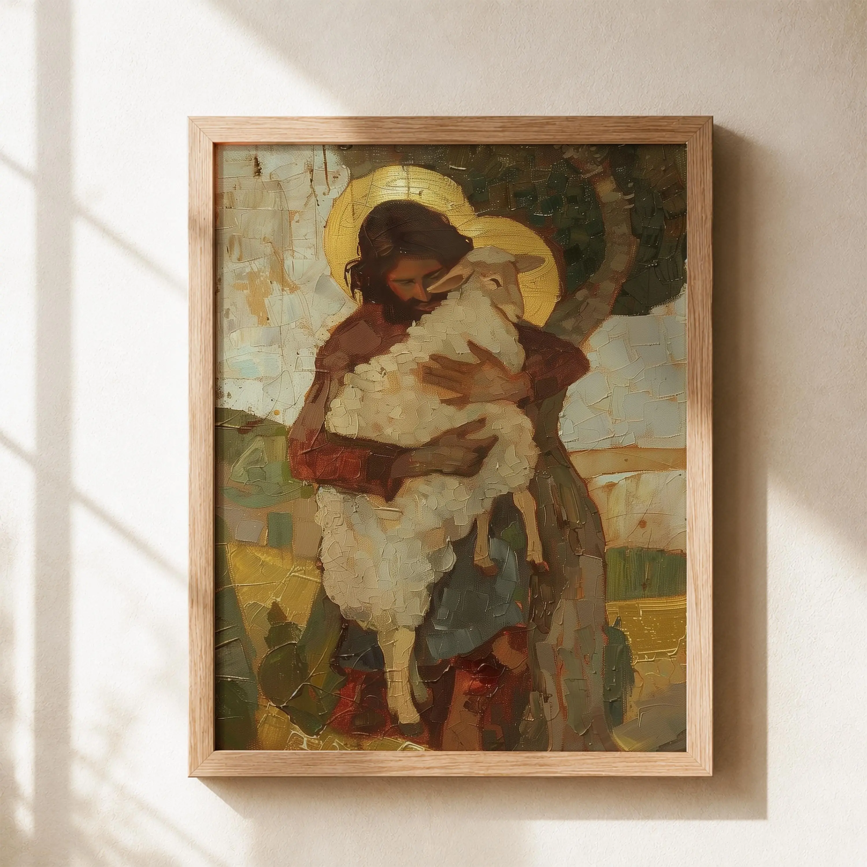 [Unframed] Leaves the 99 Jesus Print, Good Shepherd Lost Sheep for Christian Homes