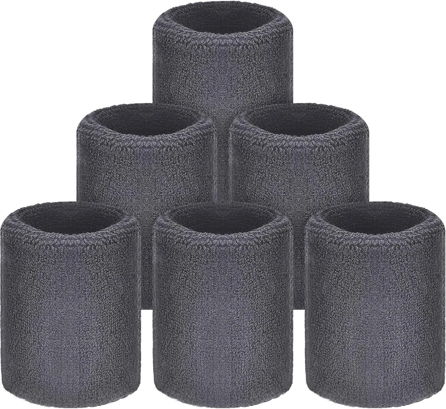 Wrist Sweatbands, Sports Sweatbands for Competition, Sweat Absorbent, for Basketball, Tennis, Football, Running and Work (Pack of 6)