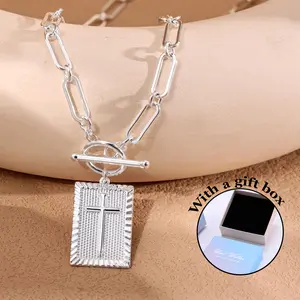 Thick Chunky Paperclip Chain,Hip Hop Fashion Jewelry,Cross Necklaces for Women Men Boy Jewelry Birthday Dainty Gifts Necklace,Christmas gifts christian faith style gift