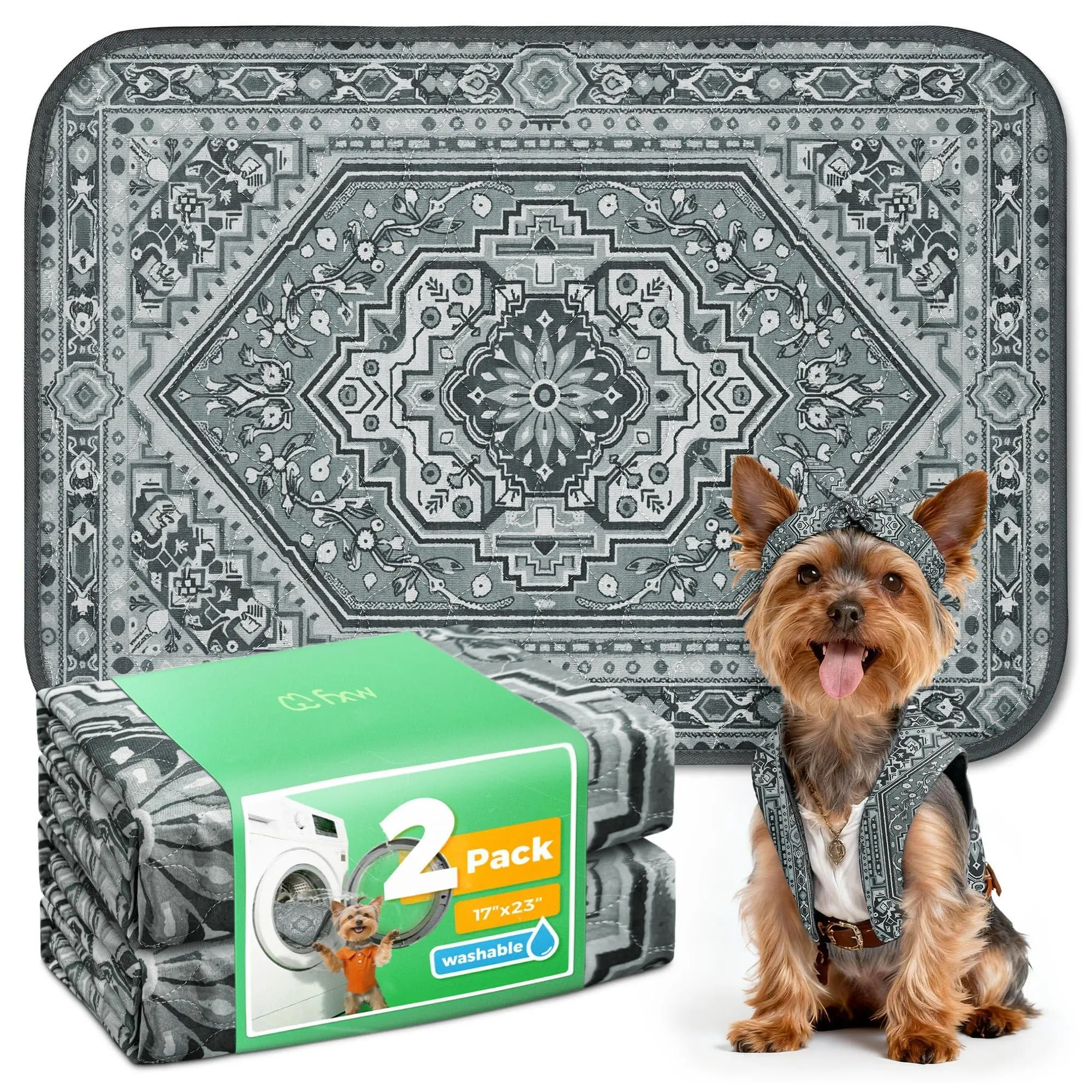 FXW Washable Dog Pee Pads - Super Absorbent, Waterproof Shield, Eco-Friendly Reusable Puppy Playpen Pads for Crate, Floor Use (Multi-Size Options)