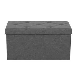 Storage Ottoman Bench, Folding Ottoman Stool, Ottoman with Storage, Storage Chest, End of Bed Bench, Padded Seat, Storage Bench with Seating for Bedroom, Living Room