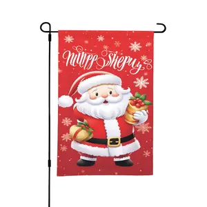Cartoon Santa Claus Pattern Garden Flag, 1 Count Double Sided Garden Flag, Christmas Flag for  Outdoor  Yard Garden Patio  Lawn Decoration