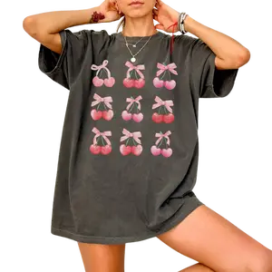 Pink Cherries Coquette Shirt, Cherry Shirt, Y2K Coquette Cherry and Bow Trendy Tshirt, Coquette Ribbon Shirt, Soft Girl Era Shirt, Coquette Pink Bow Shirt, Pink Bow Tees, Social Club Tshirt, Women T-Shirt, Gift For Her, Wife Mom Gift