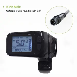 S886 6pin Waterproof Electric Bicycle Controller, Color Display, Uart 2 Protocol, Compatible with S886 E-Bike, Durable Design