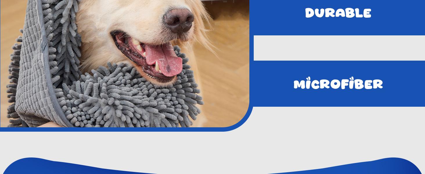 Absorbent Dog Towel, Microfiber Quick Drying Towel Machine Washable with Hand Pockets - Medium Large Dog 30 x 13'