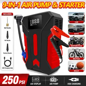15000A Peak Current Car Emergency Jump Starter & 250PSI Portable Tire Inflator, 12V (Gas/Diesel 2.11 Gallons) for quick vehicle start, portable car battery charger, USB input/output, LED emergency light, car emergency tool tiktokshopspringglowup
