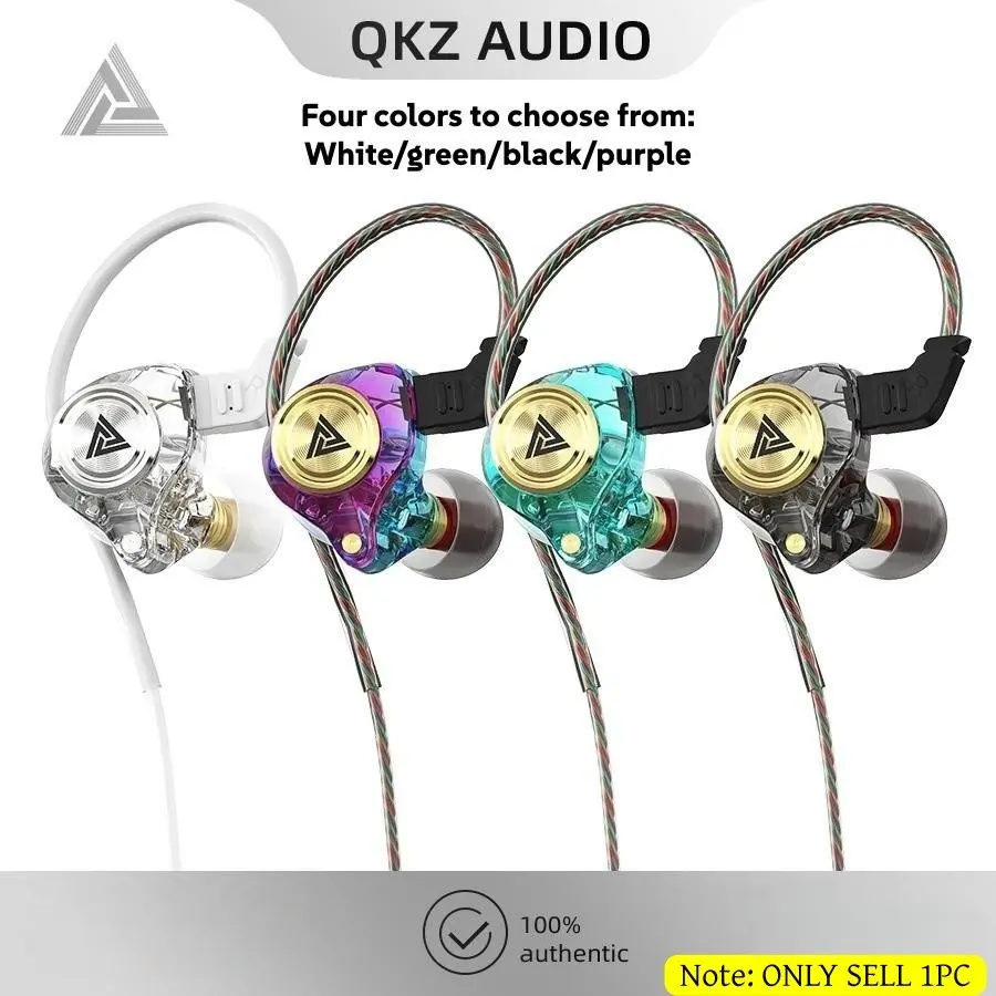 QKZ Wired In-Ear Headphones, Wired Earphones, In Ear Design, Titanium Dynamic Driver, HiFi Sound, 4N Oxygen-Free Copper Cable, Inline Mic & Control, Ergonomic Ear-Hook, 3.5mm Jack, For Music, Gaming, Hi-Res Certified