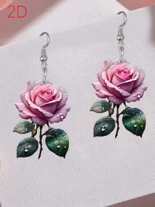 Acrylic Rose Earrings, Elegant Minimalist Earrings, Vintage Floral Jewelry Gift, Elegant 2D Design for Daily Wear & Party Decorations
