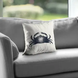 Begin Home Decor C1PT1414OYXK9U 14 x 14 in. Blue Crab Coastal Beach Throw Pillow - Home Decor Insert