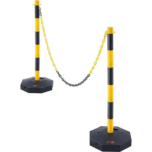 TikTokShopBlackFridayVEVOR Adjustable Traffic Delineator Post Cones, 2 Pack, Traffic Safety Delineator Barrier with Fillable Base 8FT Chain, for Traffic Control Warning Parking Lot Construction Caution Roads, Yellow&Black