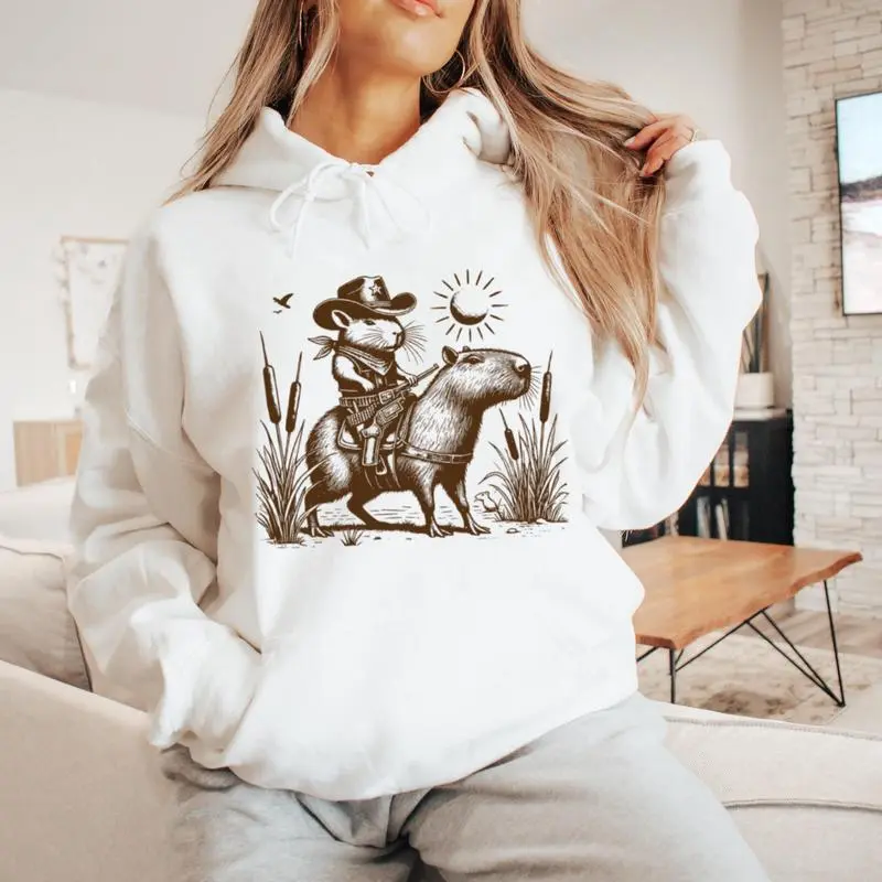 Capybara Hoodie – Funny Rodent Sweatshirt, Cute Cowboy Rat Pullover for Animal Lovers
