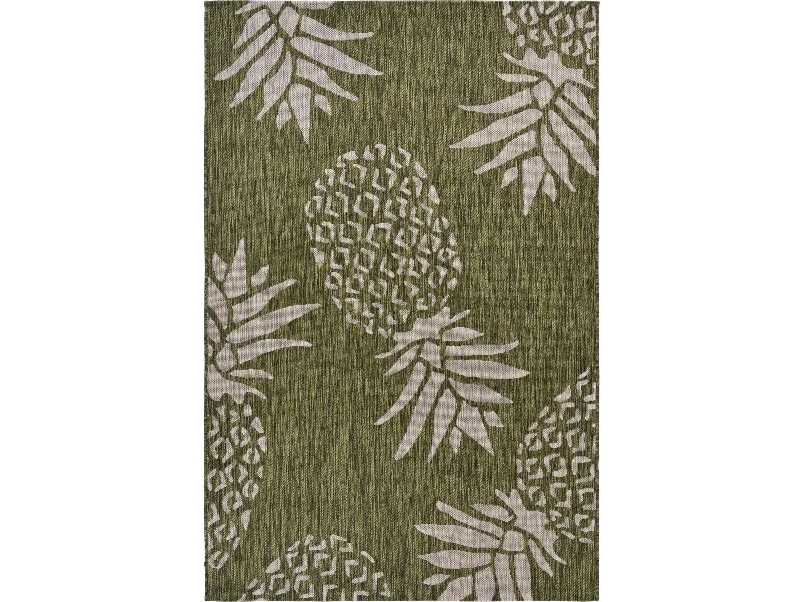 HomeRoots 393750 8x10 ft. Green Pineapple Nature-Themed Tropical Fruit-Shaped Area Rug, Weatherproof Indoor & Balcony Outdoor Rug, Balcony Area Rugs, Fruit-Shaped Area Rugs