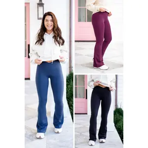 High Cross Over Waist Flared Yoga Pants