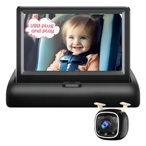 Baby Car Camera with 4.3'' Monitor, USB Powered Rear Facing Seat Camera, HD 1080P Night Vision, 150° Wide Angle, Easy Installation, Safe & Portable Baby Monitor