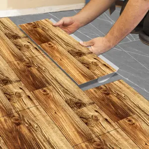 Retro Wood Grain Floor Stickers, PVC Waterproof & Anti-Slip Tiles, 5/10/20pcs, Ideal for Home Decor, Quick Space Beautification, Self Adhesive Tiles