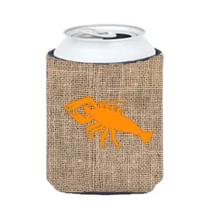 212 MAIN Collapsible 12oz Lobster Burlap and Orange Insulated Can or Bottle Hugger, Bar Utensil for Kitchenware Use