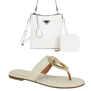 3PC Vizzano Gold-Accent Thong Sandals Women's Slip-On Flats Dressy Toe-Post Slides with Statement Hardware Cushioned Gold Detail V-Strap Sandals All Seasons