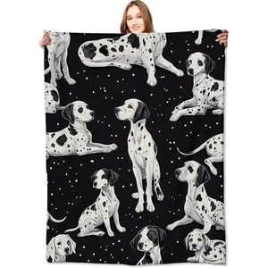 Dalmatian Blanket Cute Dog Throw Blankets with Black and White Puppy,Birthday Gifts for Kids Adult & Pet Lovers,Lightweight Soft Fleece,for Sofa Couch Bed Room Decor 50x60in
