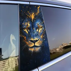2 Pack Lion Cartoon Car Stickers B Pillar Protection Decals Easy to Apply and Remove Durable Vinyl Car Interior Exterior Decor for Kids