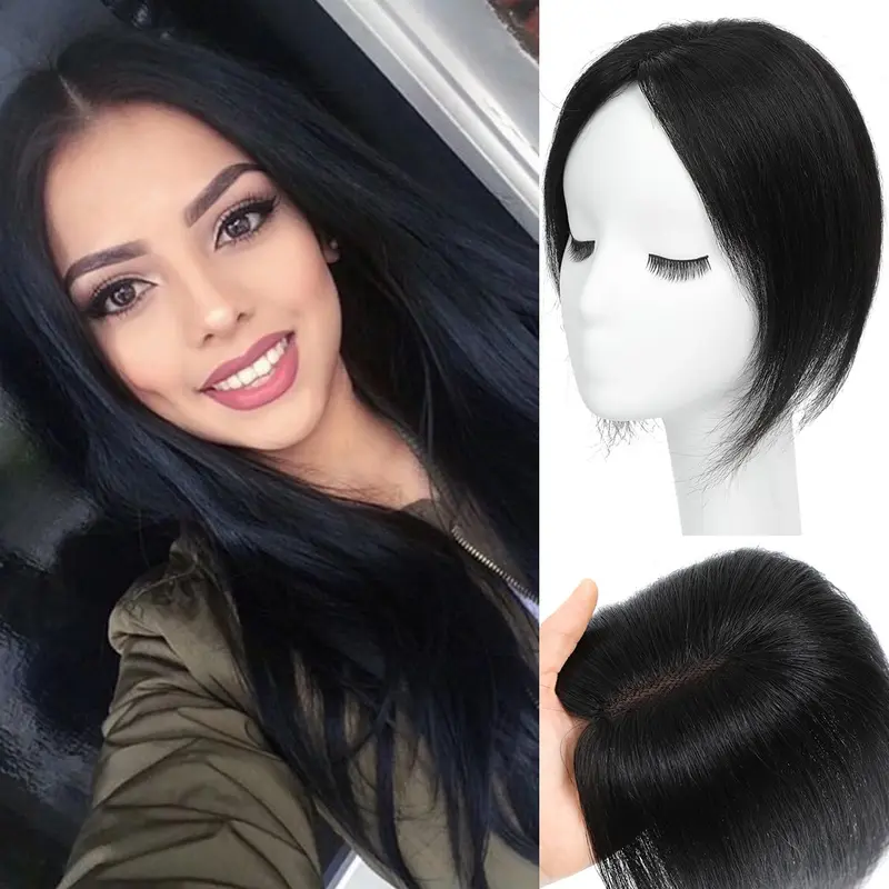 Hair Toppers For Women Real Human Hair 9x13 Black Color 11  display picture 1