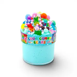 Sour Gummy Bear DIY Slime Kit - Teal Cloud Dough with Glittery Bears